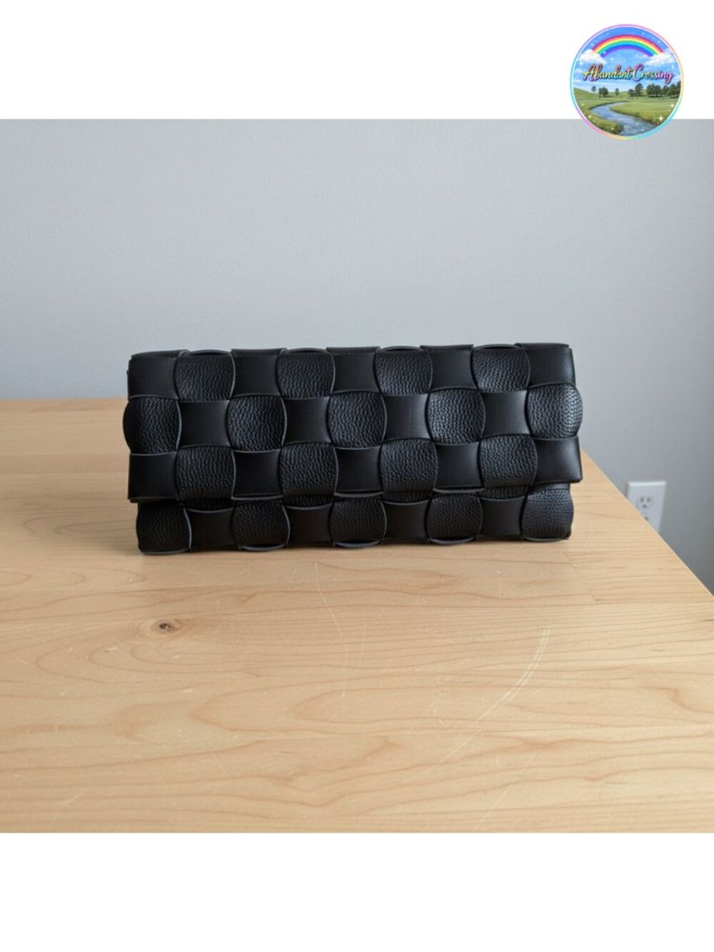 Woven Evening Clutch with Detachable Chain Strap Vegan Shoulder Bag